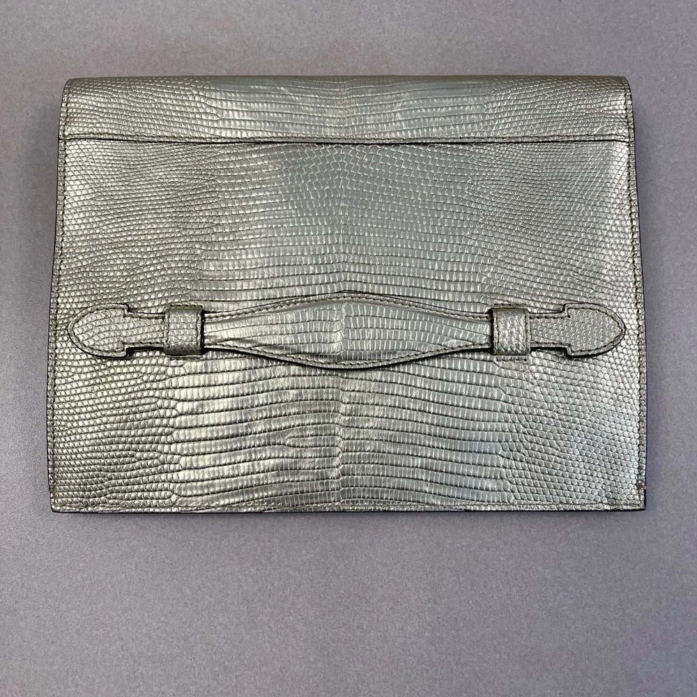 Gucci Gold Laminated Lizard Clutch w/ Crystal Dragonfly Embellishments-Preloved - Picture 2 of 16